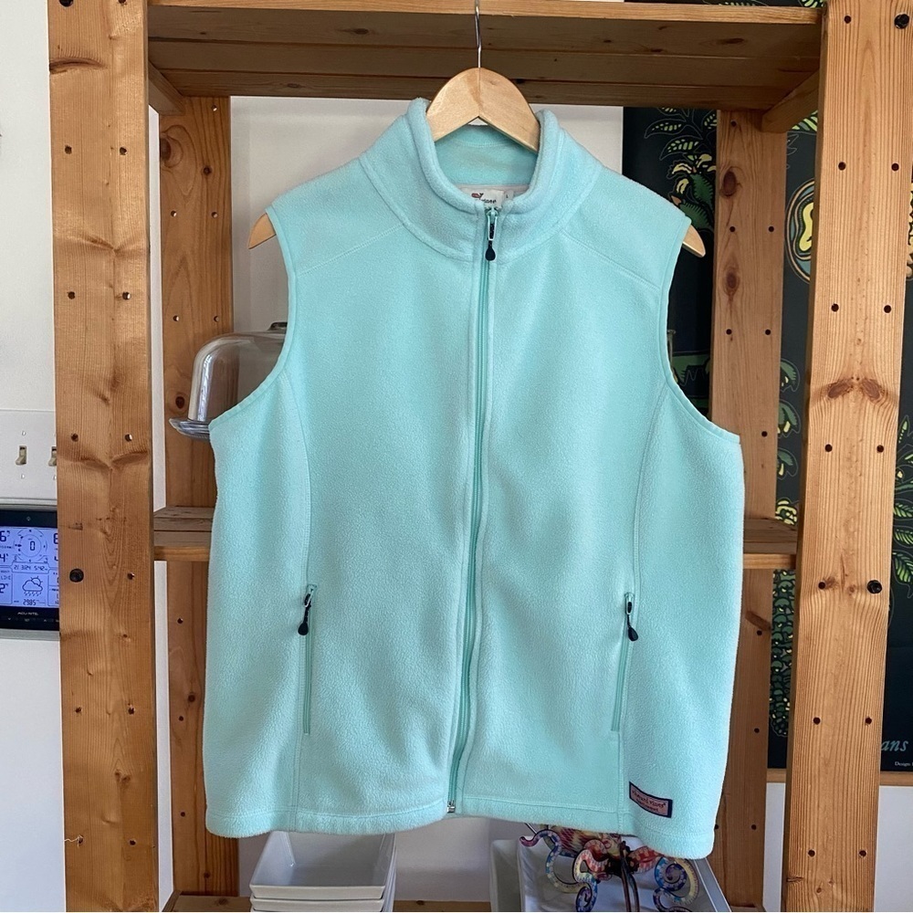 Vineyard Vines Light Blue Fleece Full Zip Vest Large - Picture 2 of 15